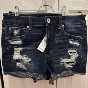 American Eagle Outfitters Navy Distressed Jean Shorts
